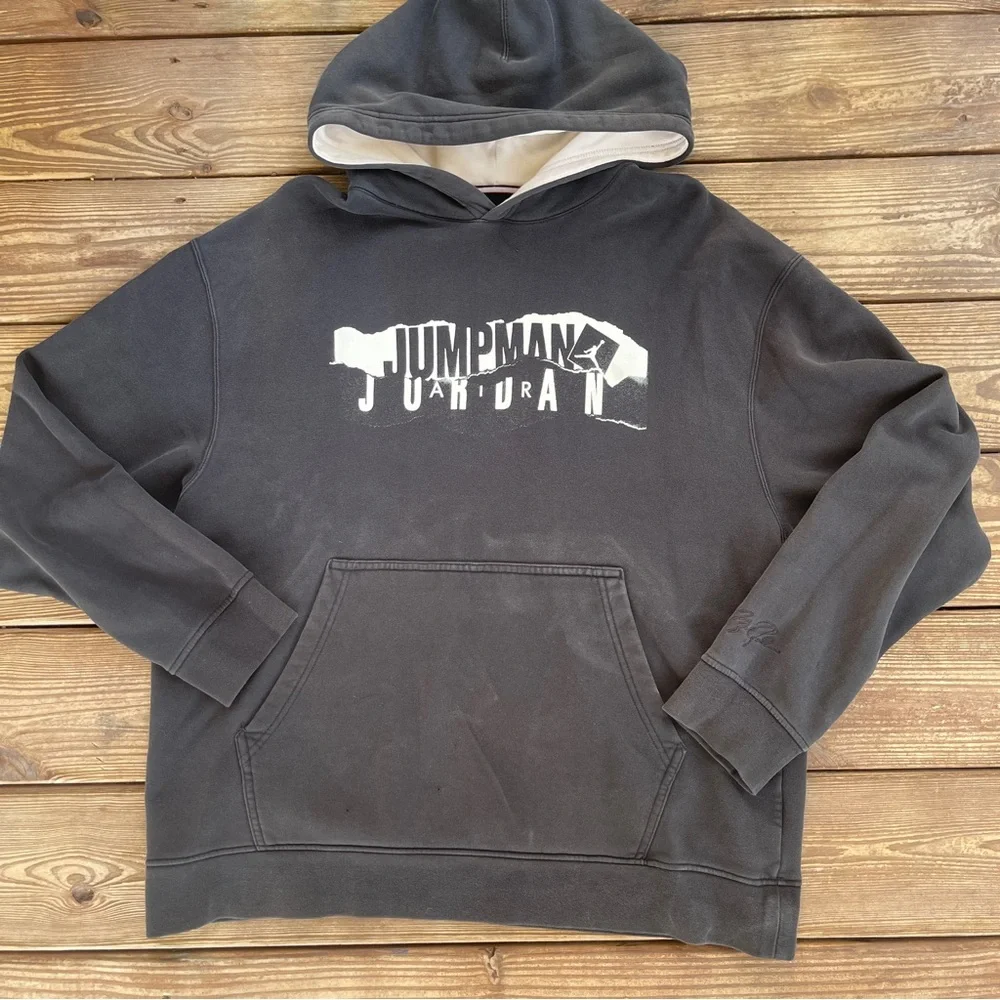 Nike Air Jordan Jumpman Hoodie Black Graphic Pullover Size XL